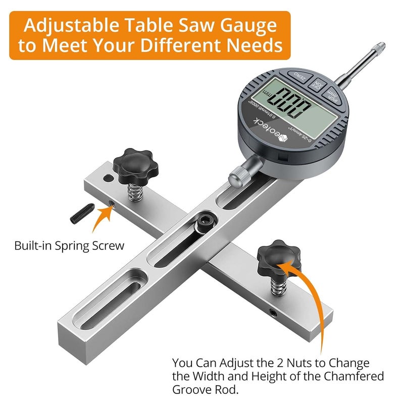 Neoteck 0-1'' Digital Dial Indicator Table Saw Gauge Suitable for Table Saws with a Groove Width of 3/4" (19mm) or more for Aligning and Calibrating Work,Shop Machinery,Band Saw and Drill Press-Silver - Image 5